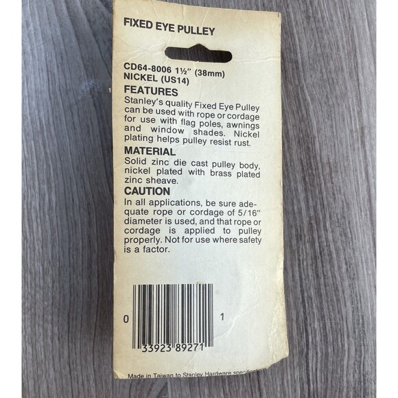 stanley 1 1/2 inch fixed eye pulley cd64-8006 Nos  Vintage - Picture 4 of 4
